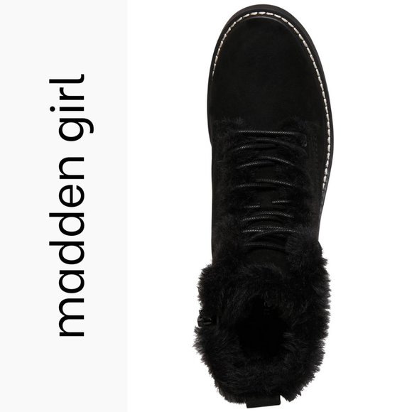 NWT Madden Girl Carra Faux-Fur Combat Booties 7 - Picture 2 of 12